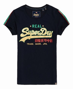 Superdry Vintage Logo Regal Slv Stripe Női Pólók Szürke | DRFMS1840